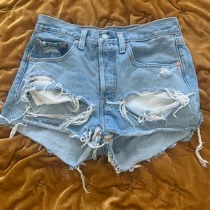 Ripped Levi Jean Shorts